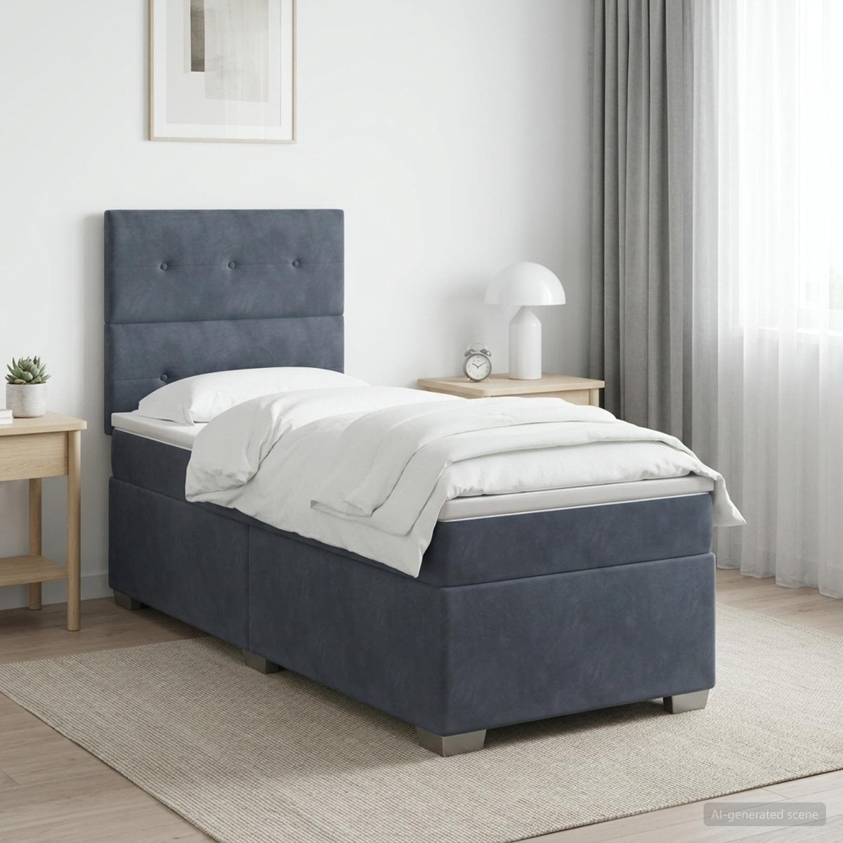 Boxspring krevet s madracem Tamnosiva 100 x 200 cm Baršun