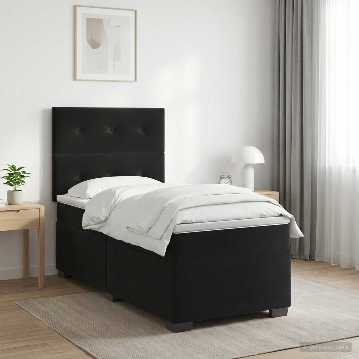 Boxspring krevet s madracem Crna 80 x 200 cm Baršun