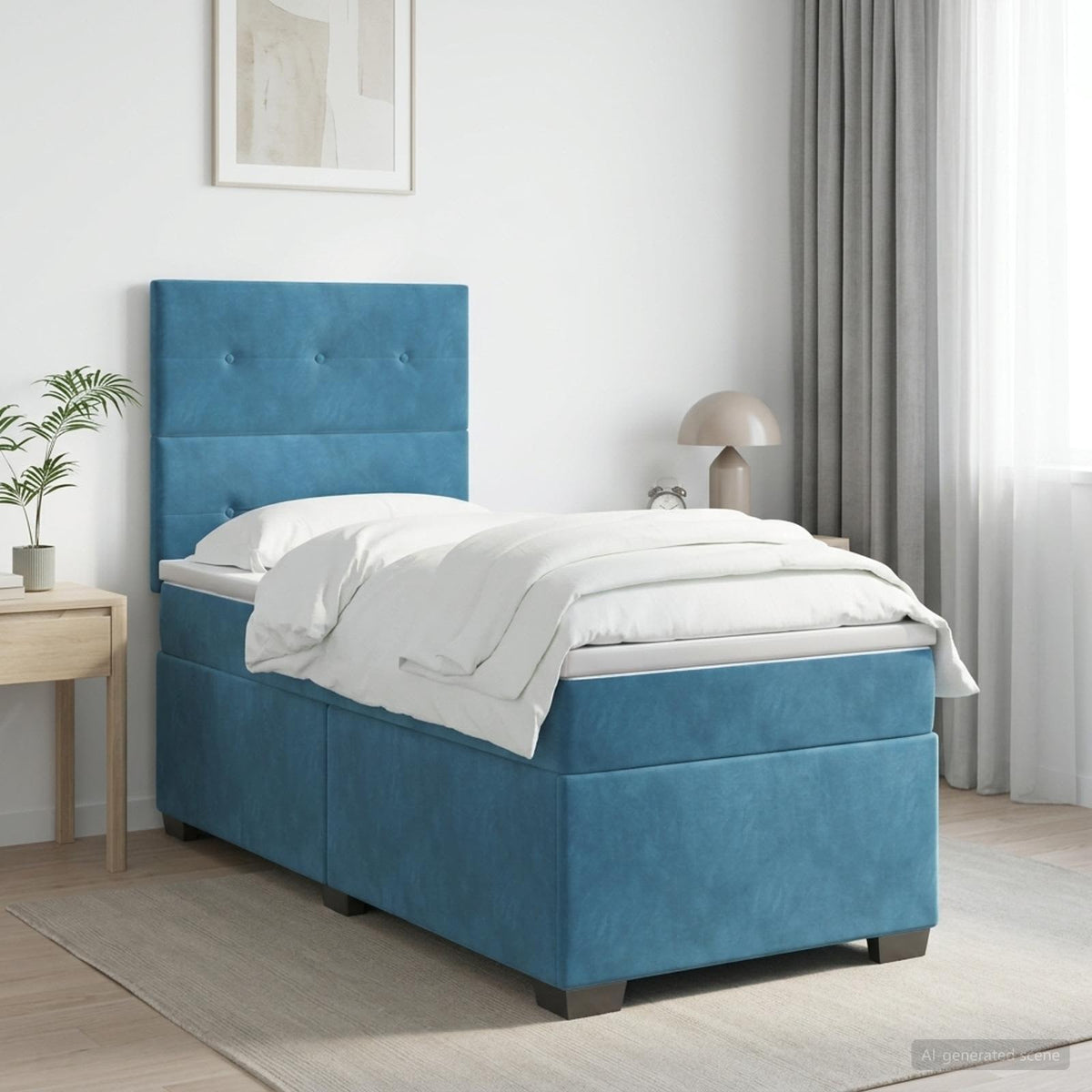 Boxspring krevet s madracem Plava 80 x 200 cm Baršun