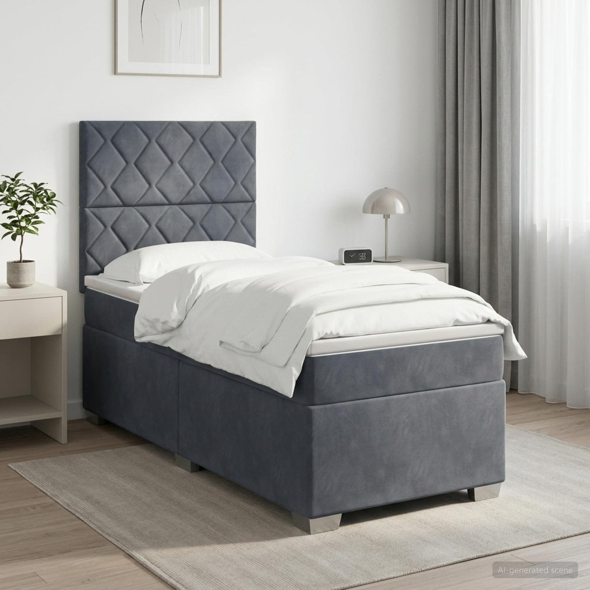 Boxspring krevet s madracem Tamnosiva Jjedan Baršun
