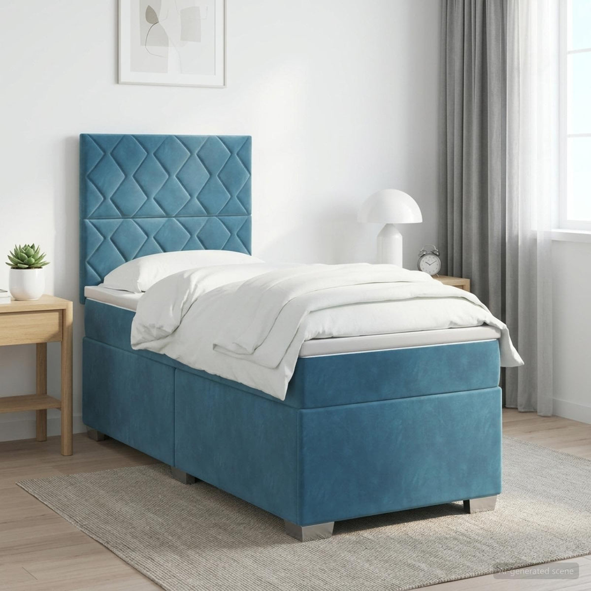 Boxspring krevet s madracem Plava 80 x 200 cm Baršun