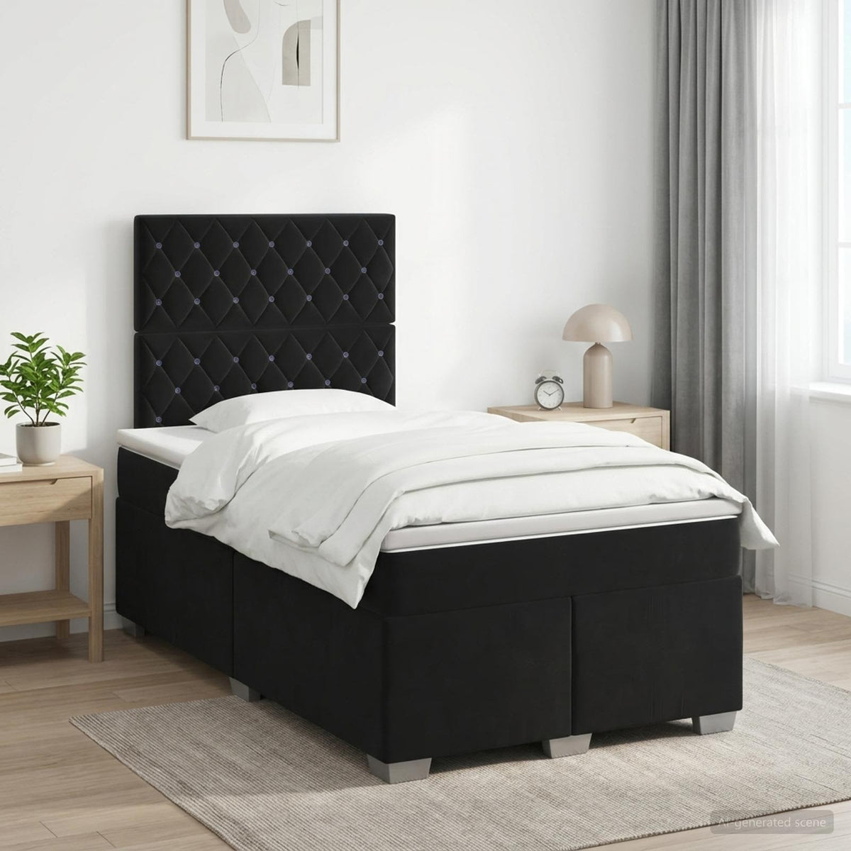 Boxspring krevet s madracem Crna 120 x 200 cm Baršun