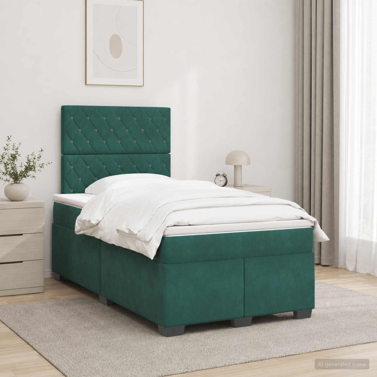 Boxspring krevet s madracem Tamnozelena 120 x 200 cm Baršun