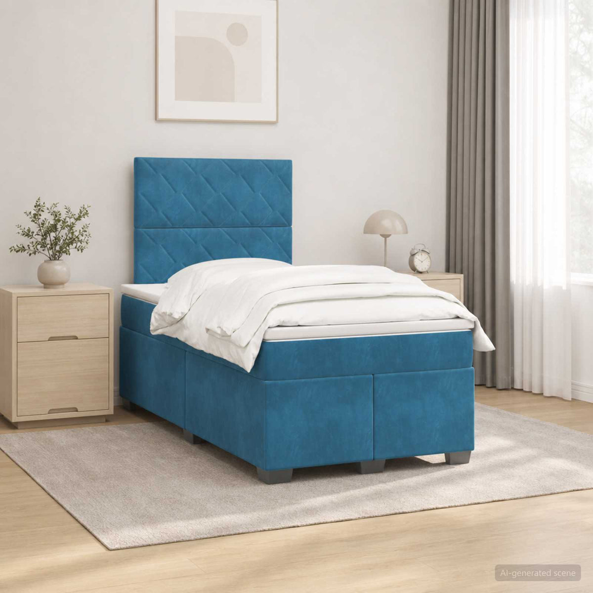 Boxspring krevet s madracem Plava 120 x 190 cm Baršun
