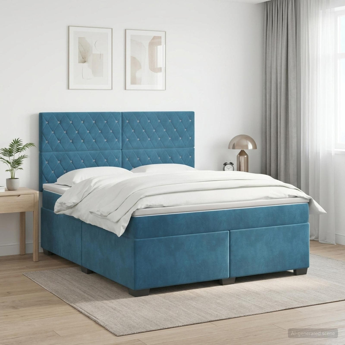 Boxspring krevet s madracem Plava 180 x 200 cm Baršun