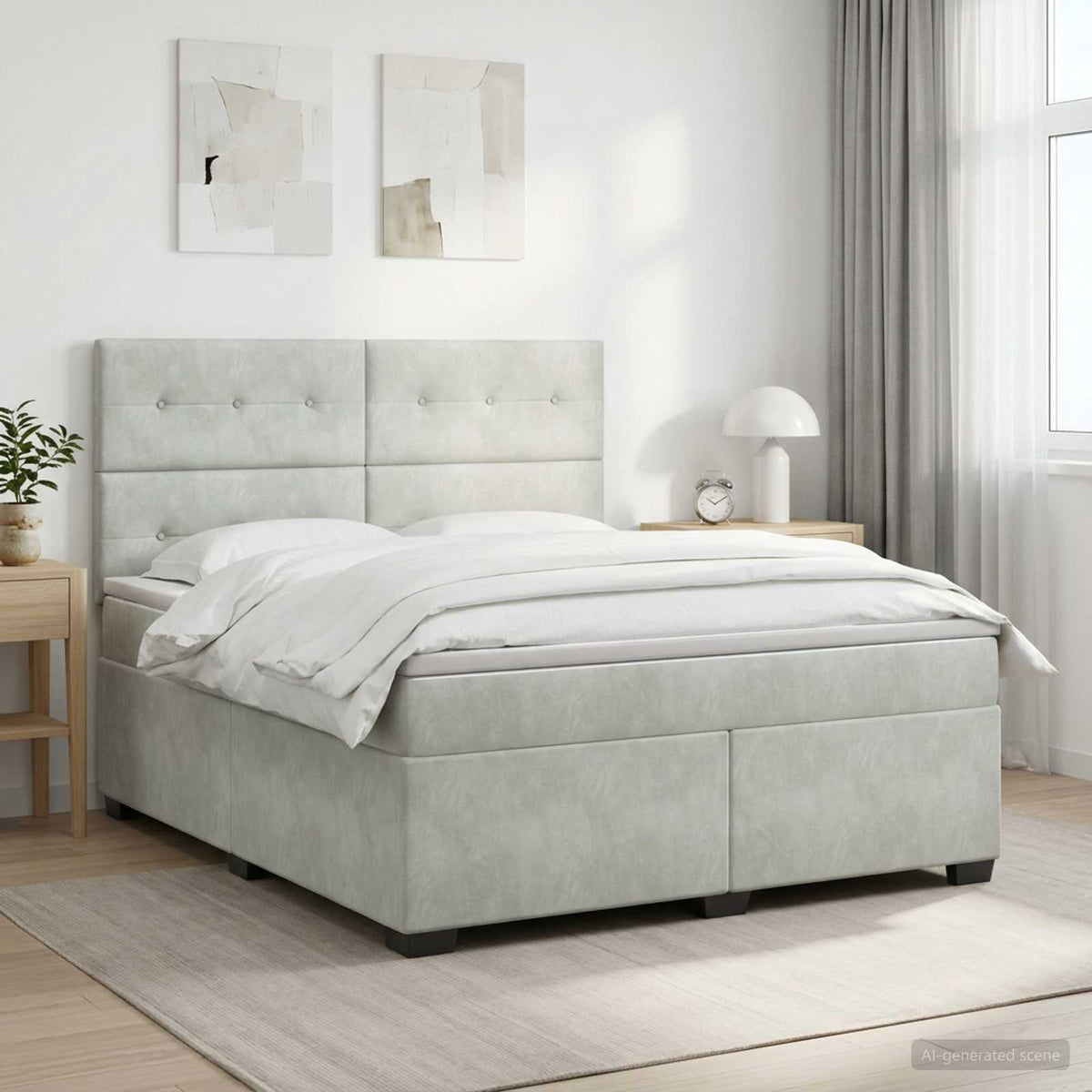 Boxspring krevet s madracem Svjetlosiva 180 x 200 cm Baršun