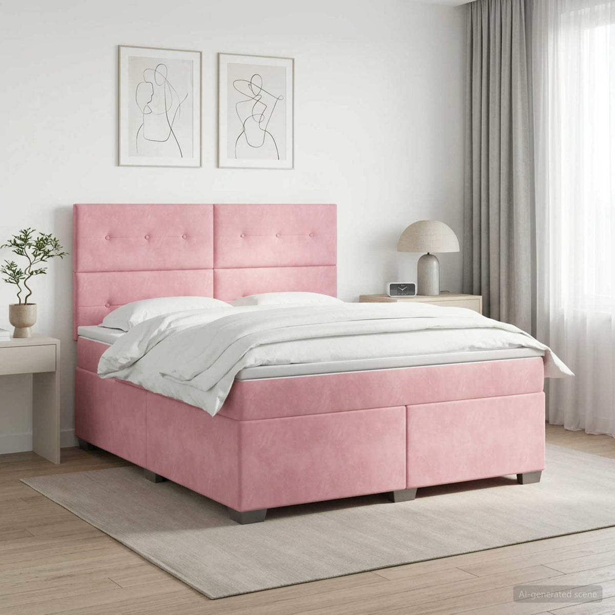 Boxspring krevet s madracem Ružičasta 140 x 200 cm Baršun