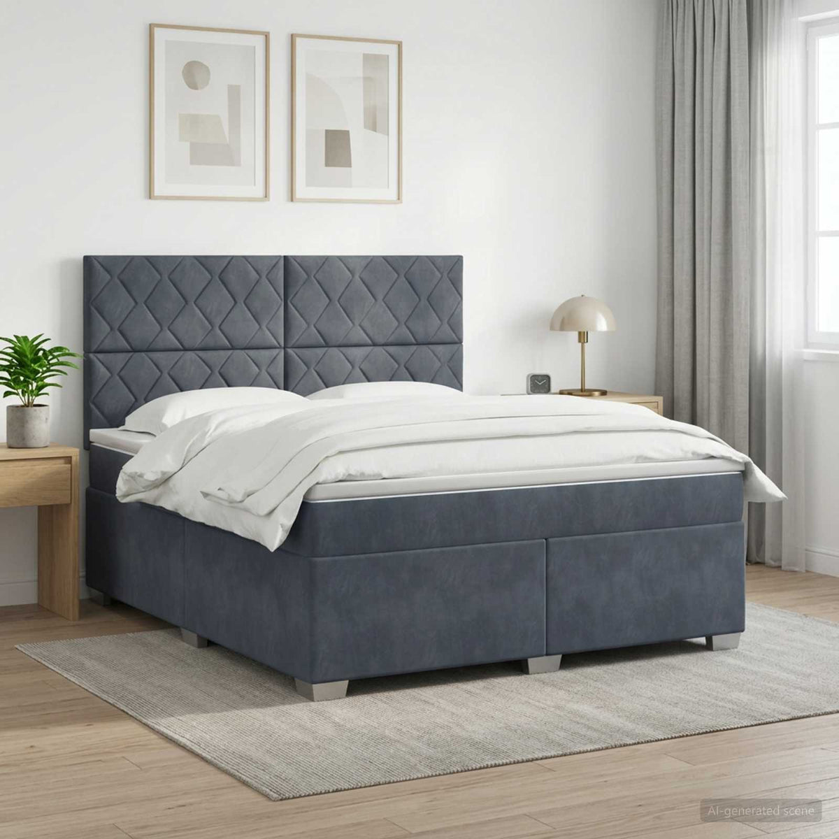 Boxspring krevet s madracem Tamnosiva 180 x 200 cm Baršun