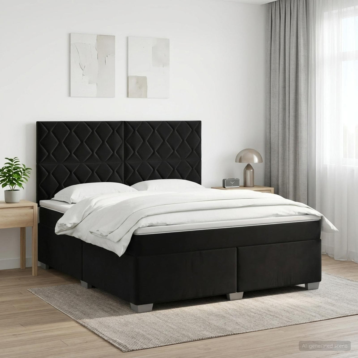 Boxspring krevet s madracem Crna 140 x 190 cm Baršun