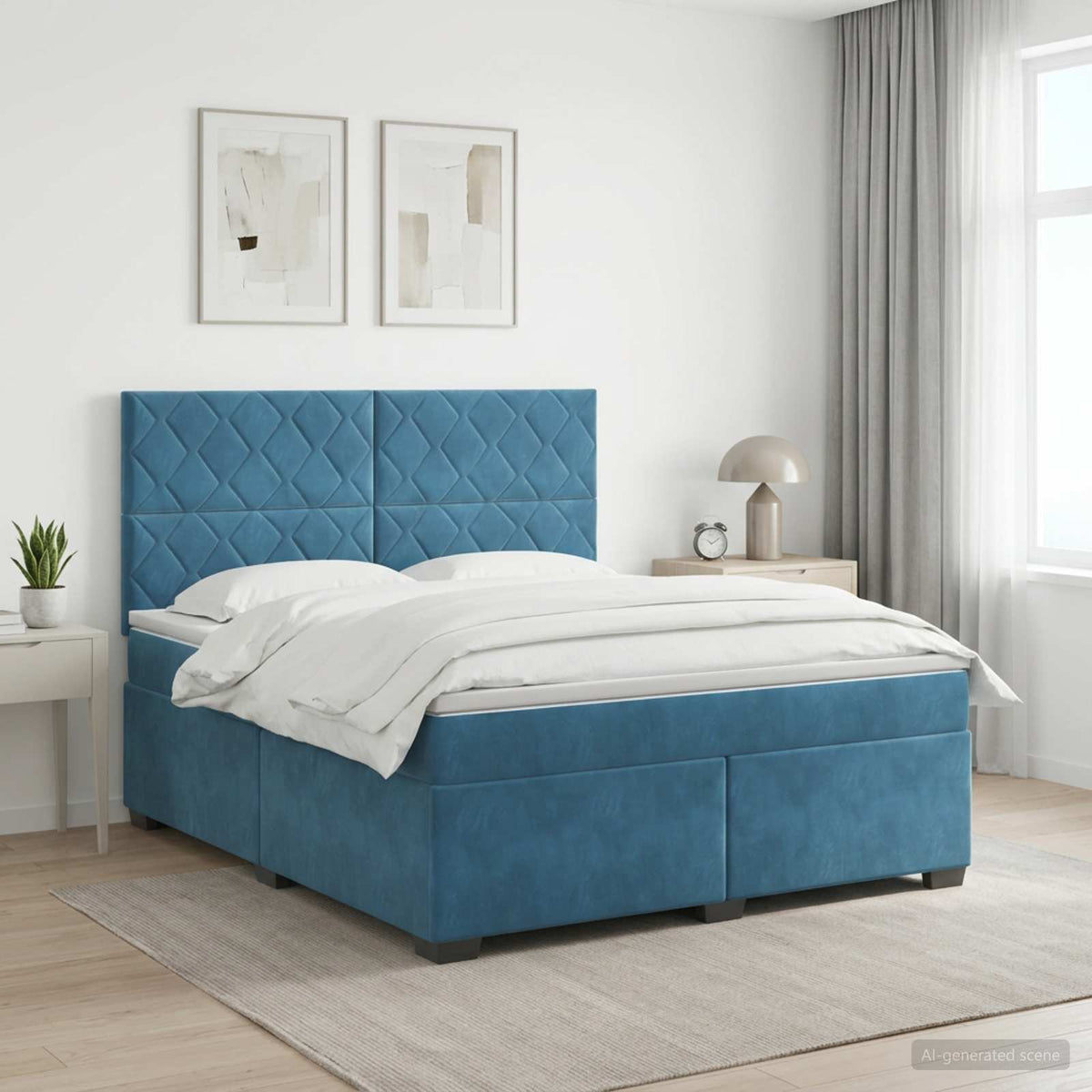 Boxspring krevet s madracem Plava 140 x 190 cm Baršun