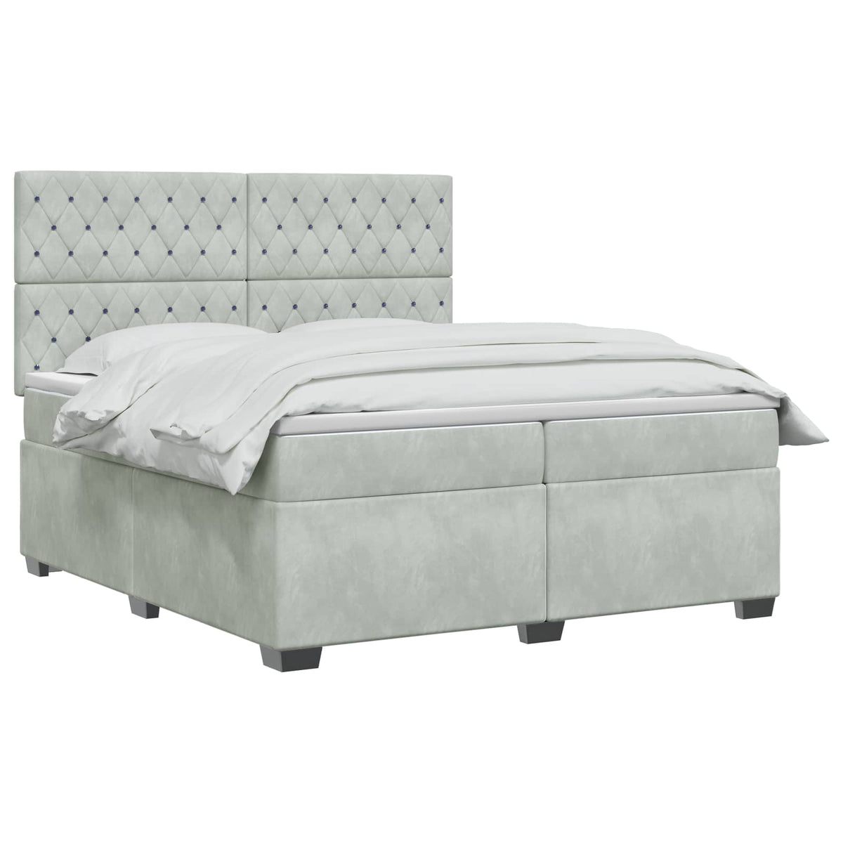 Boxspring krevet s madracem Svjetlosiva 200 x 200 cm Baršun