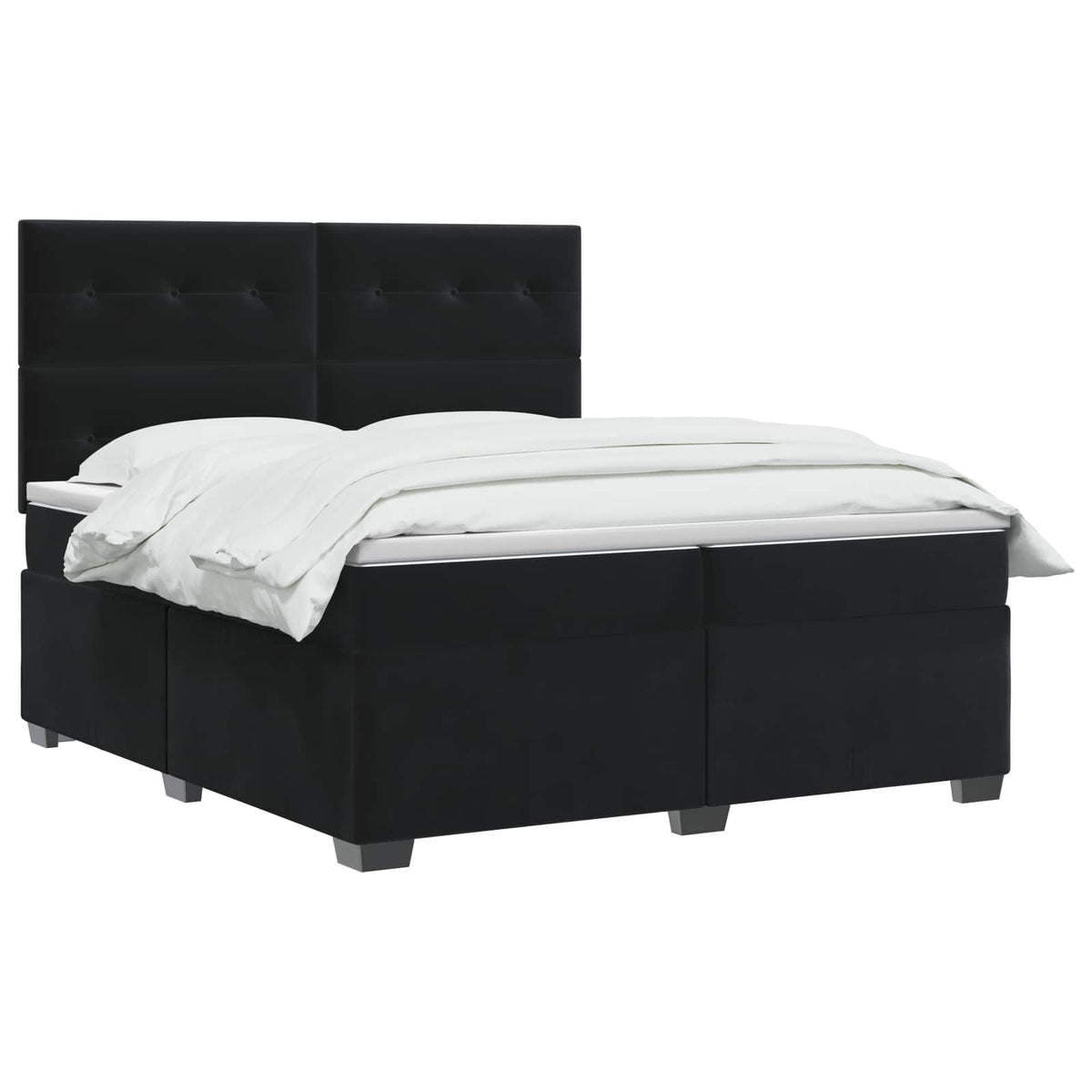 Boxspring krevet s madracem Crna 200 x 200 cm Baršun