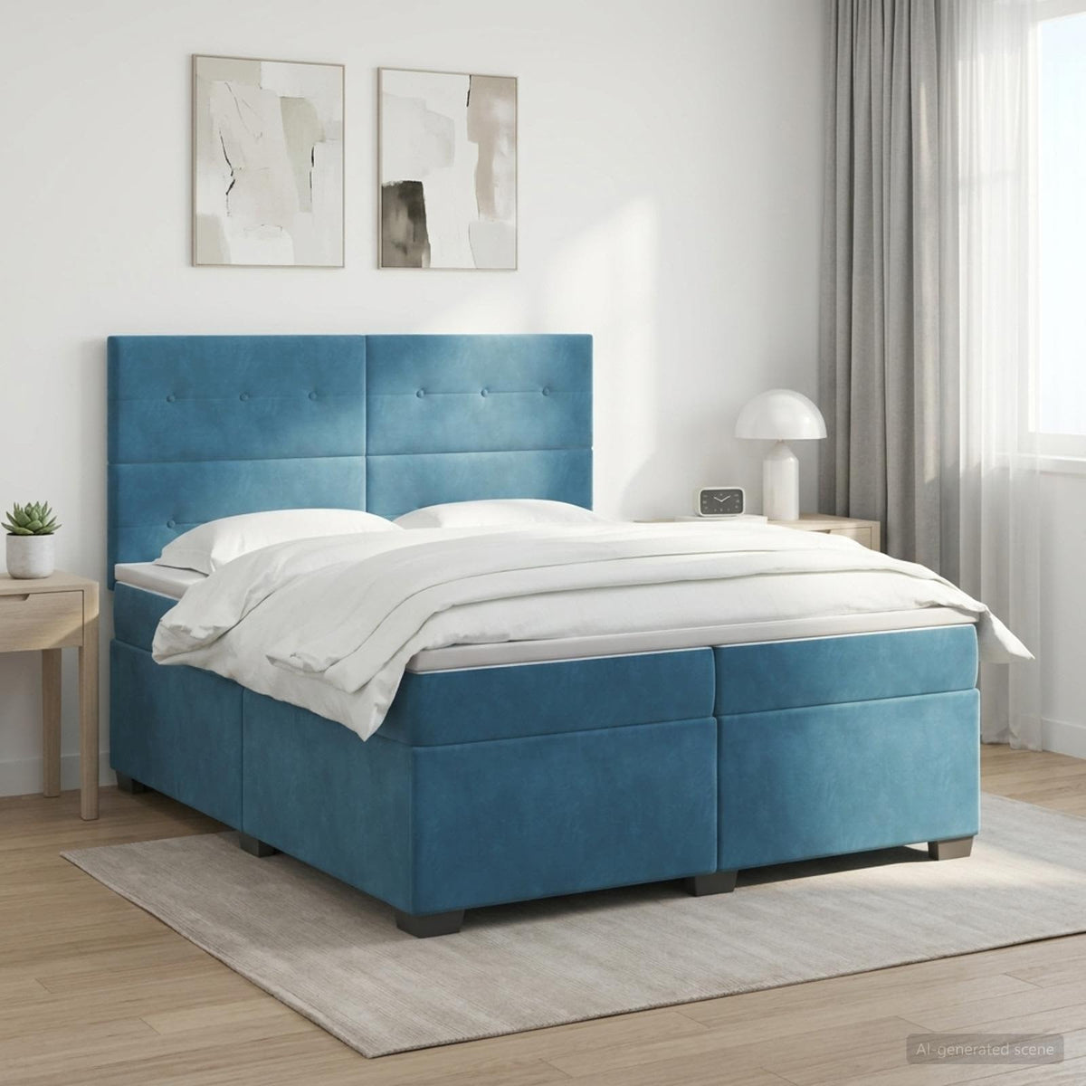 Boxspring krevet s madracem Plava 200 x 200 cm Baršun