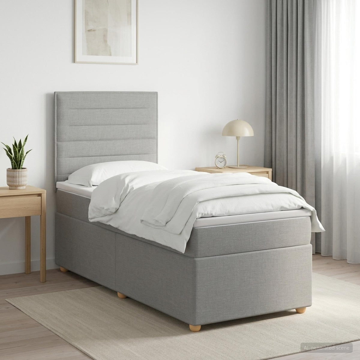 Boxspring krevet s madracem Svjetlosiva Jjedan Tkanina