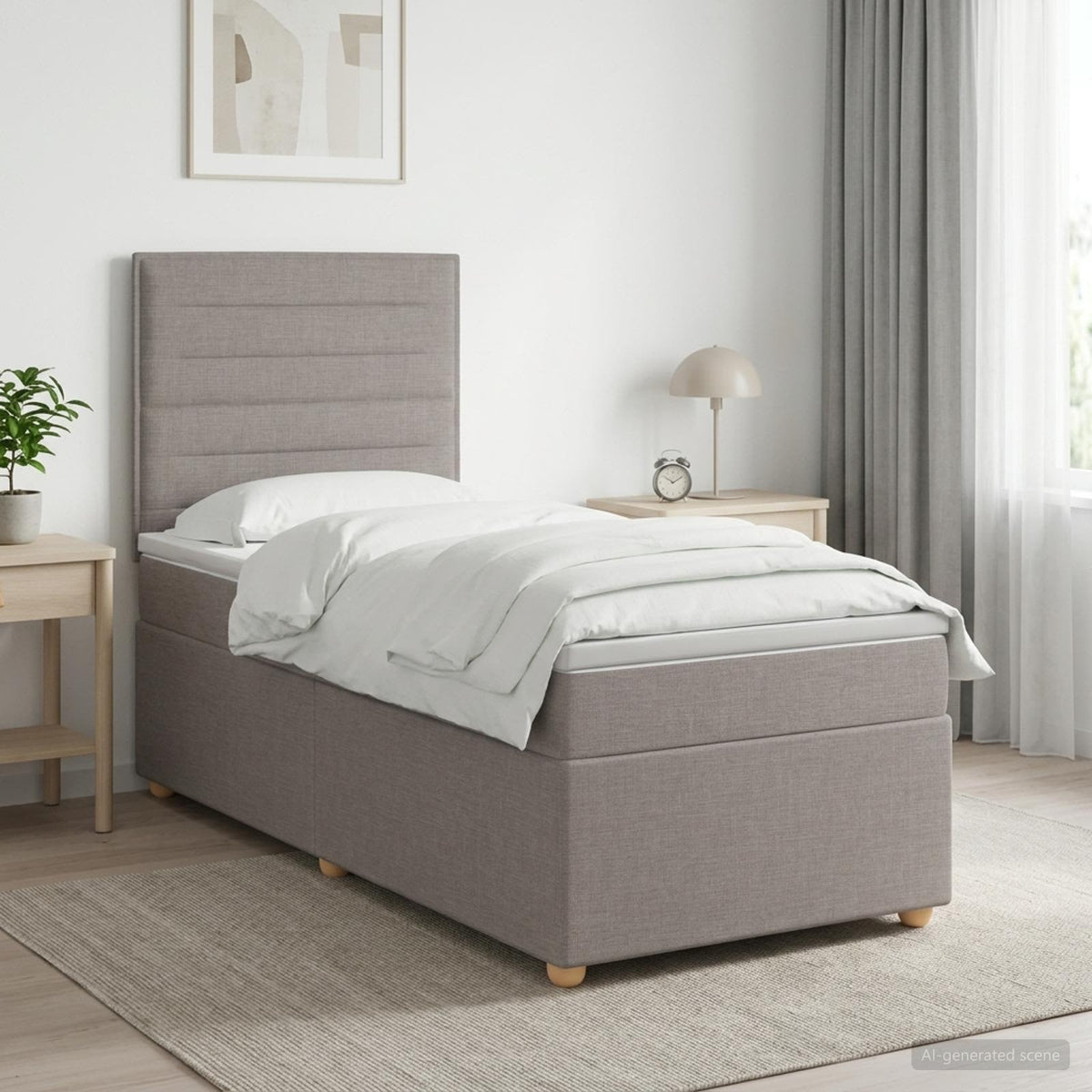 Boxspring krevet s madracem Sivosmeđa 100 x 200 cm Tkanina