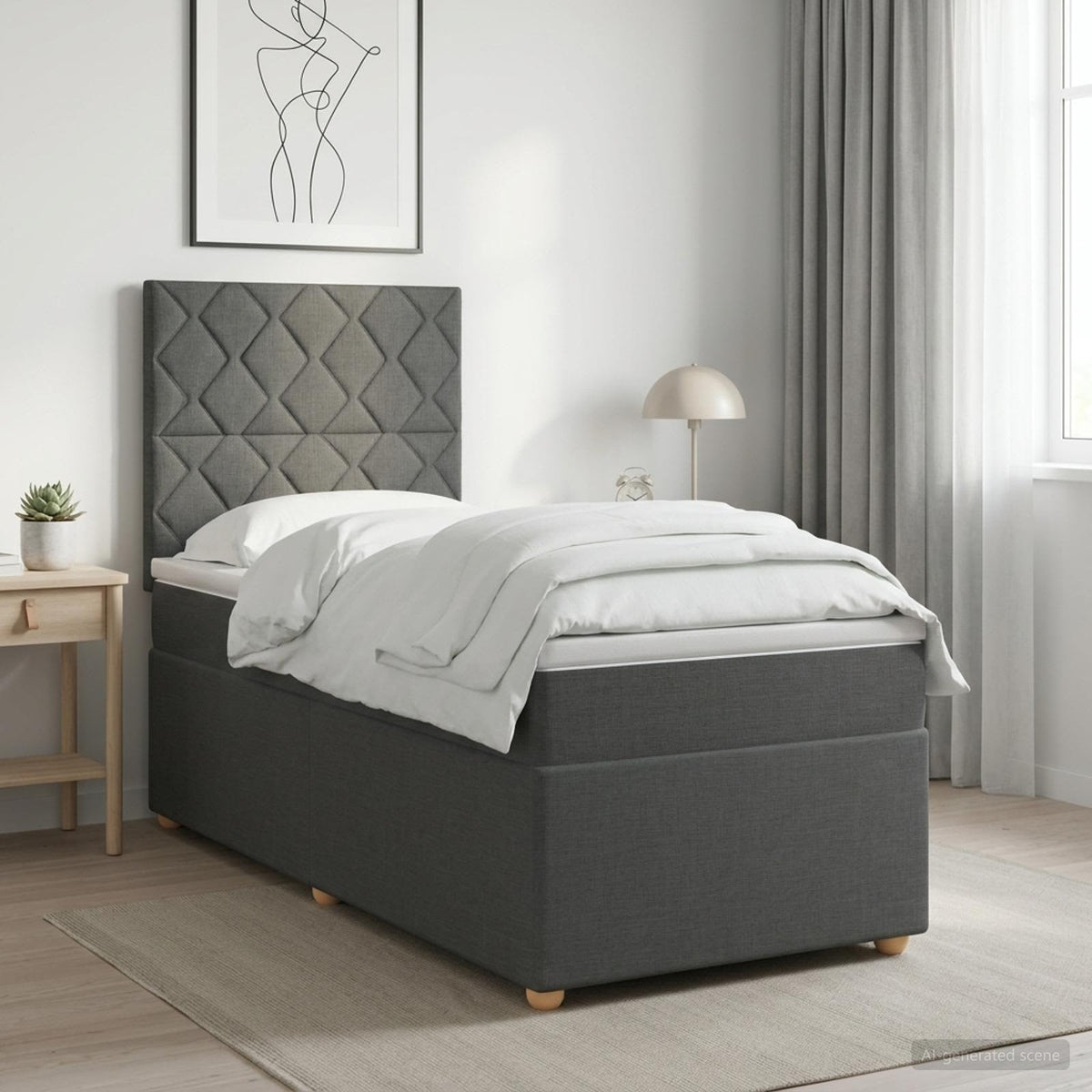 Boxspring krevet s madracem Tamnosiva 80 x 200 cm Tkanina