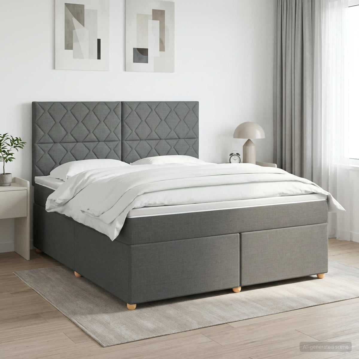 Boxspring krevet s madracem Tamnosiva 160 x 200 cm Tkanina
