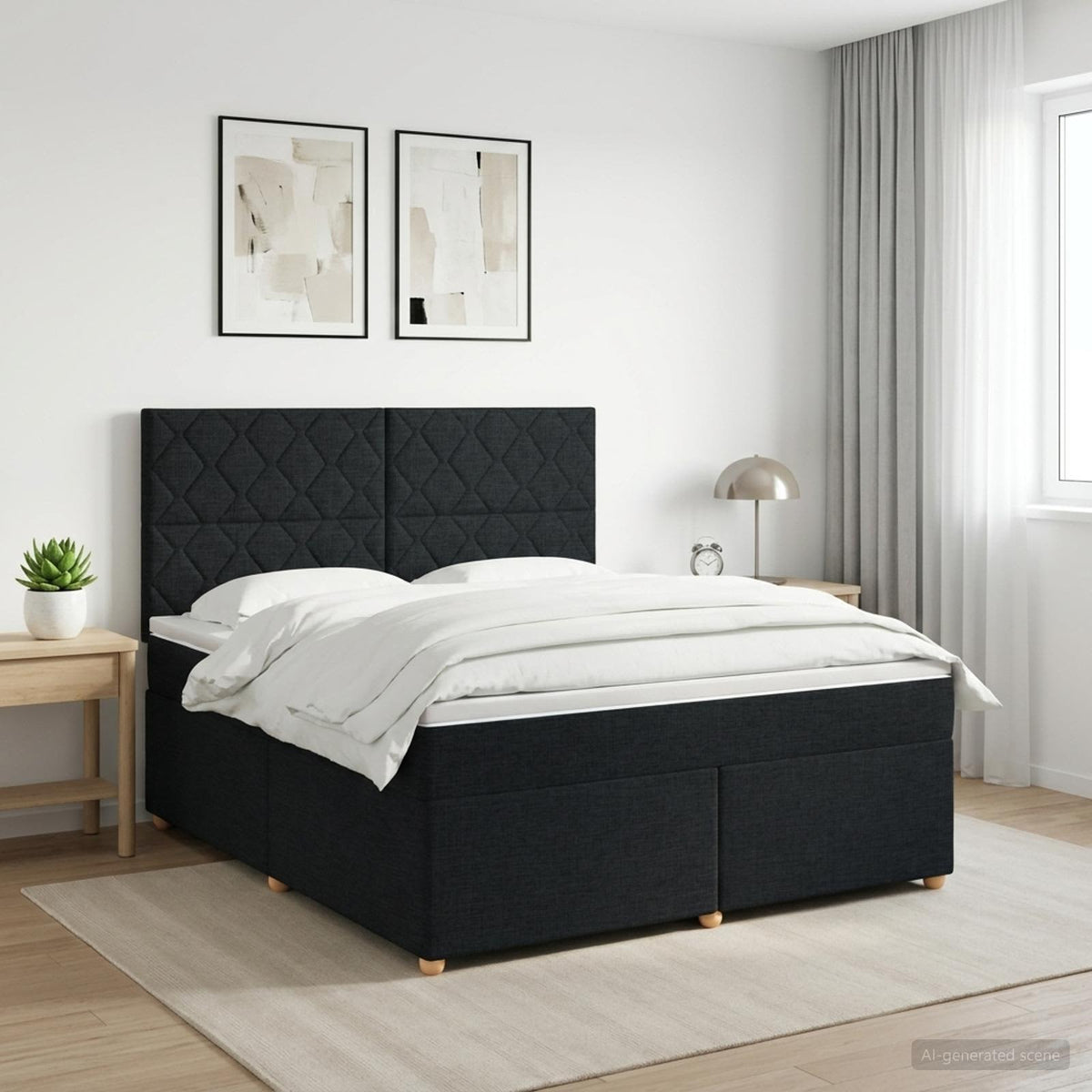 Boxspring krevet s madracem Crna 160 x 200 cm Tkanina