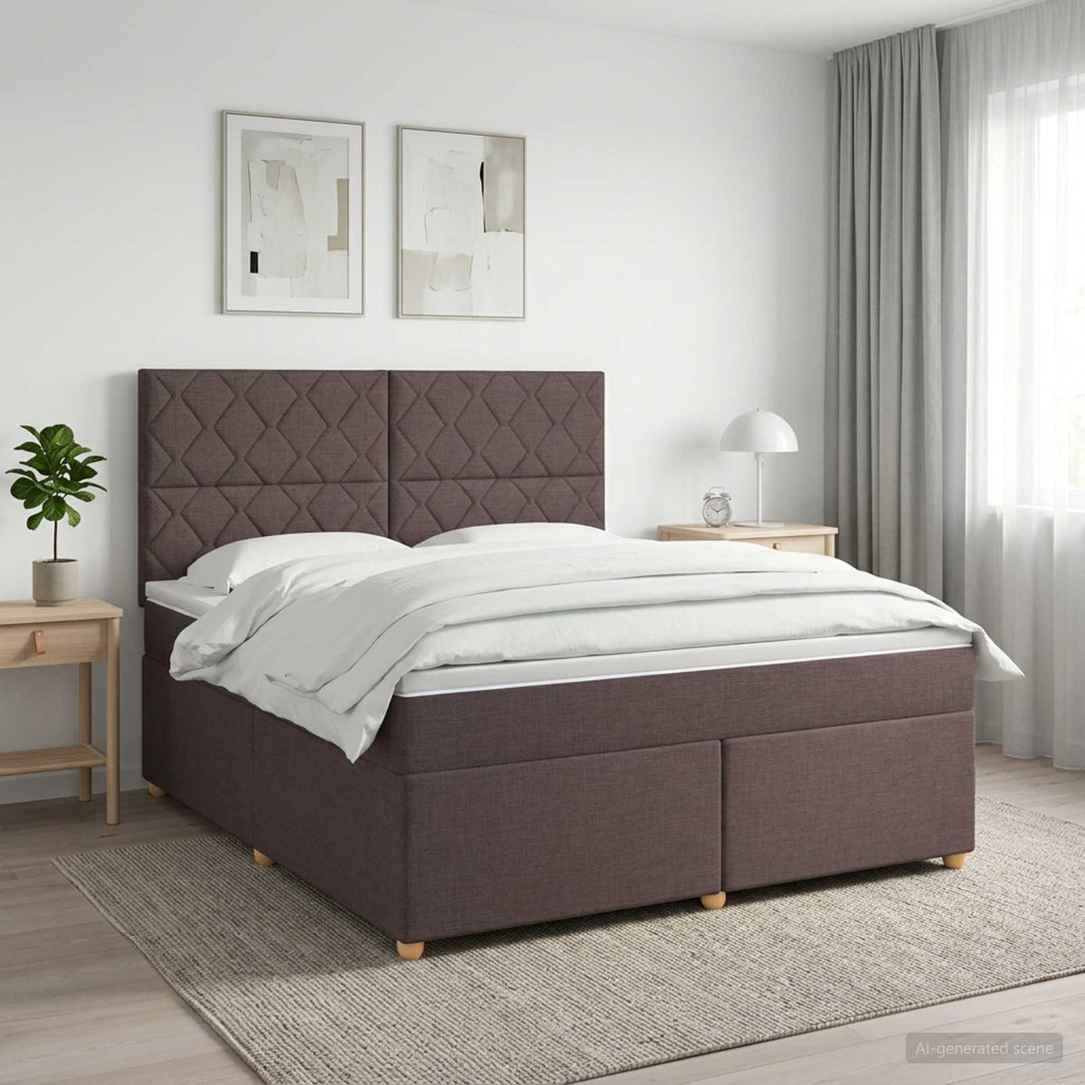 Boxspring krevet s madracem Tamno smeđa 160 x 200 cm Tkanina