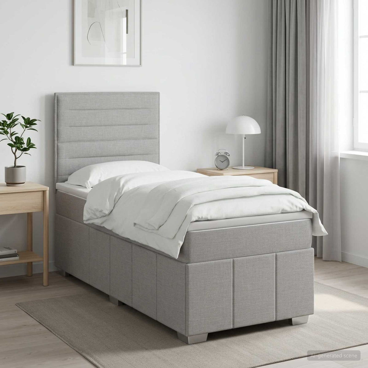 Boxspring krevet s madracem Svjetlosiva 90 x 200 cm Tkanina
