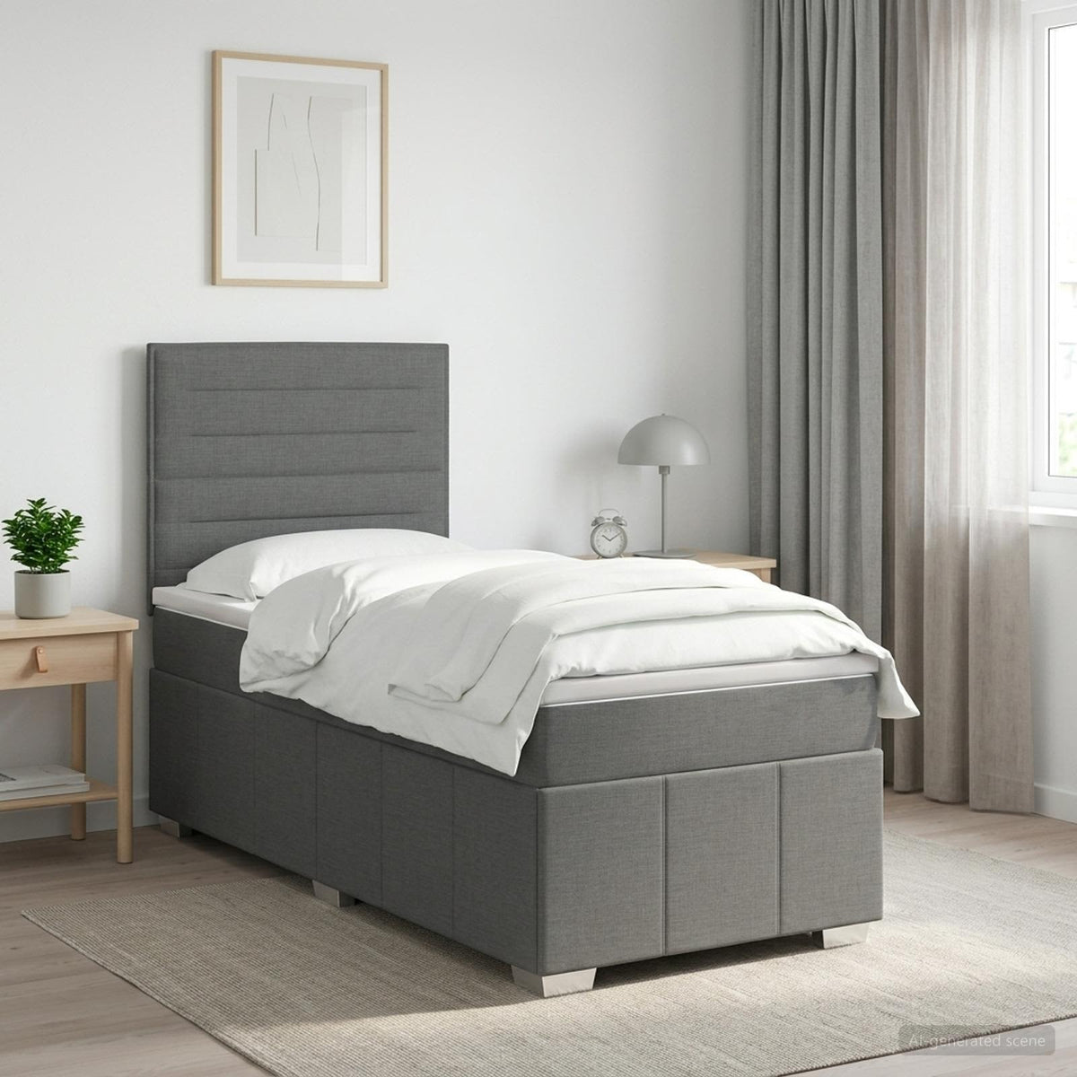 Boxspring krevet s madracem Tamnosiva Jjedan Tkanina