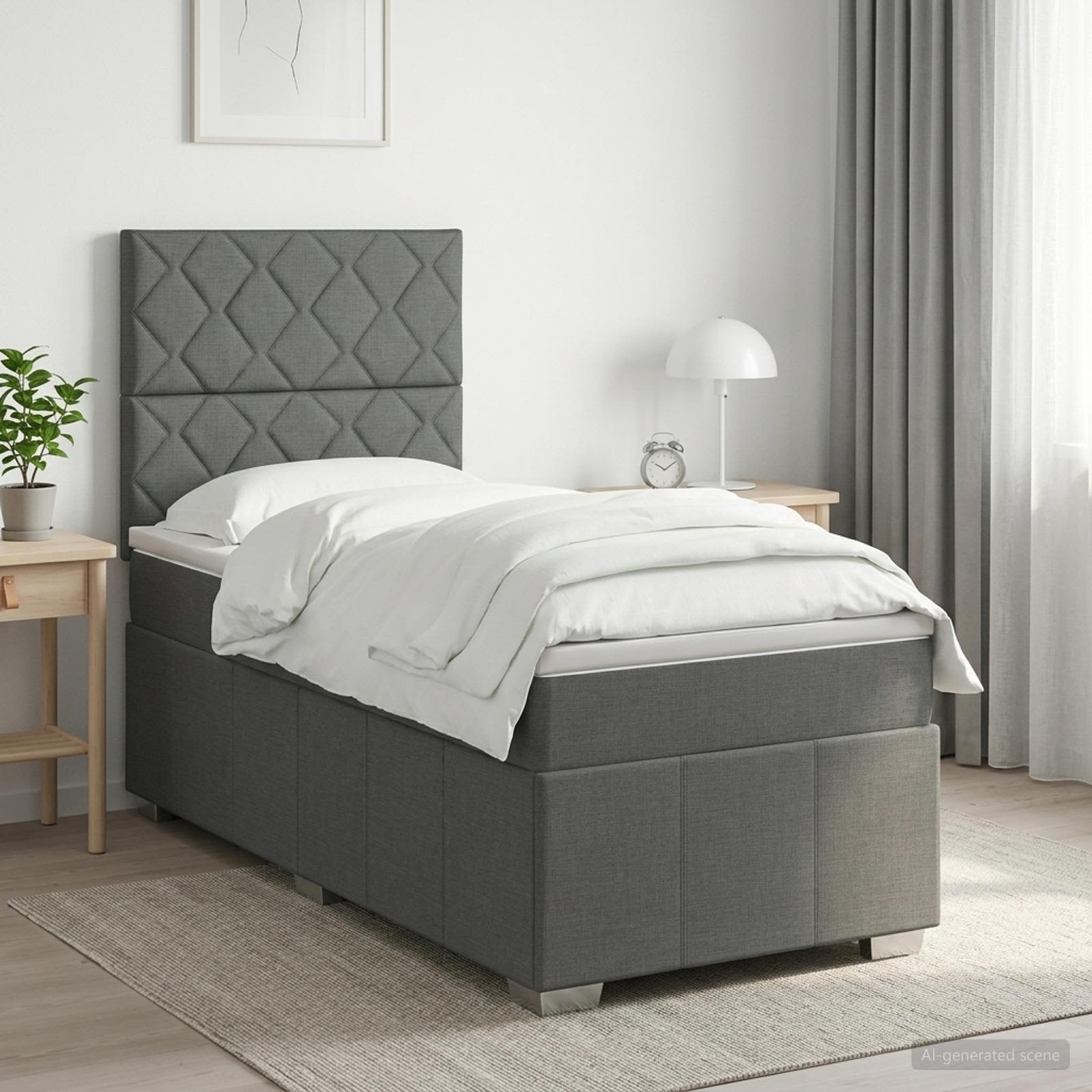 Boxspring krevet s madracem Tamnosiva 80 x 200 cm Tkanina