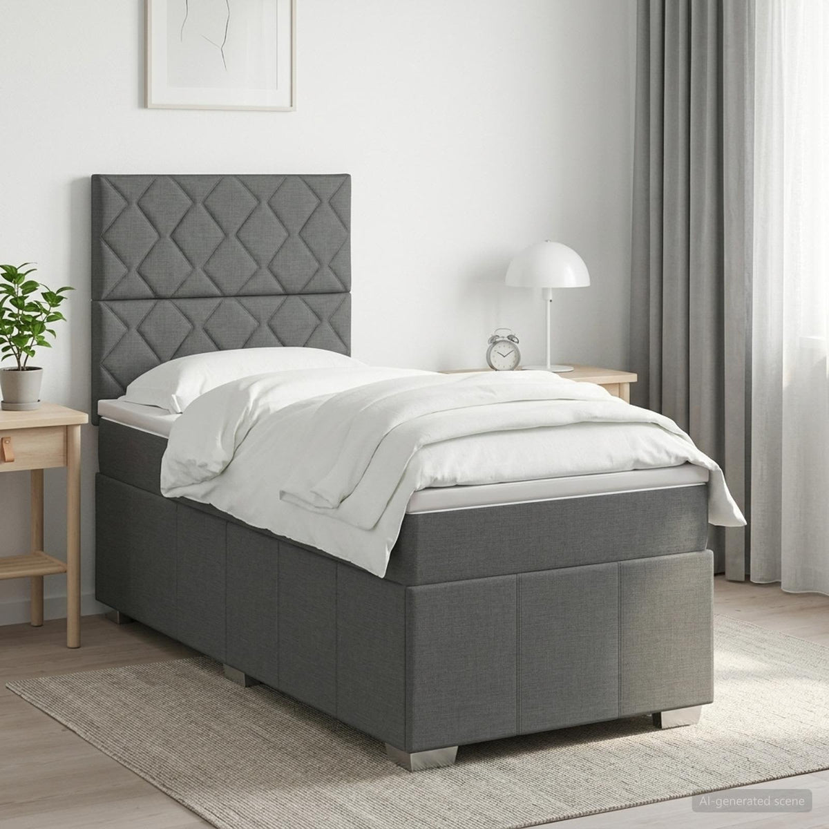 Boxspring krevet s madracem Tamnosiva 90 x 190 cm Tkanina
