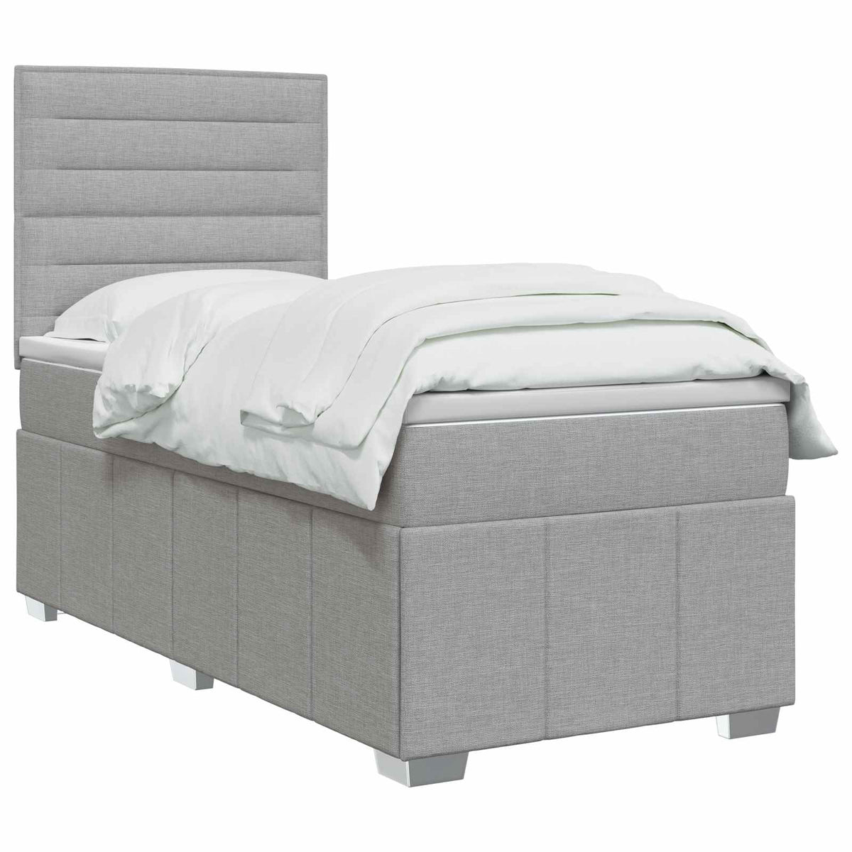 Boxspring krevet s madracem Svjetlosiva 90 x 200 cm Tkanina