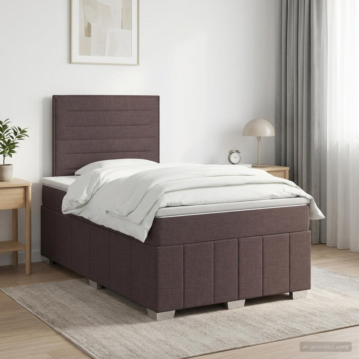 Boxspring krevet s madracem Tamno smeđa 120 x 190 cm Tkanina