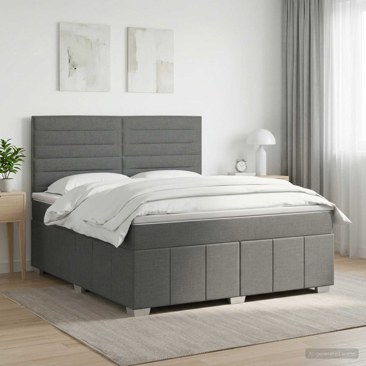 Boxspring krevet s madracem Tamnosiva 180 x 200 cm Tkanina