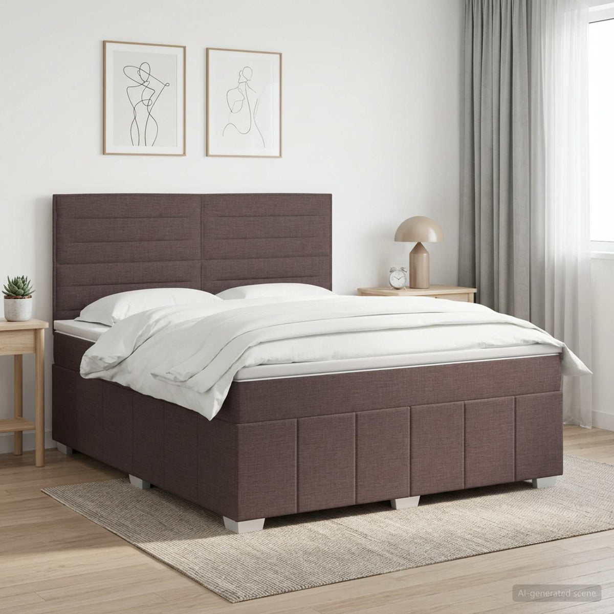 Boxspring krevet s madracem Tamno smeđa 180 x 200 cm Tkanina