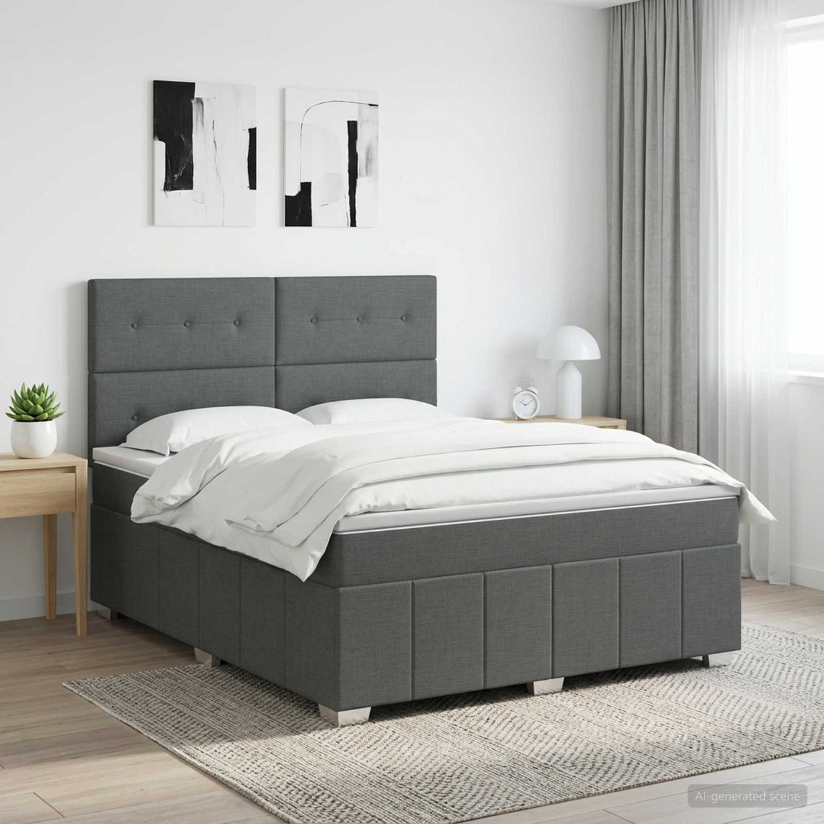 Boxspring krevet s madracem Tamnosiva 160 x 200 cm Tkanina