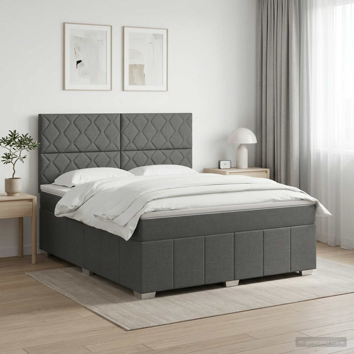 Boxspring krevet s madracem Tamnosiva 160 x 200 cm Tkanina
