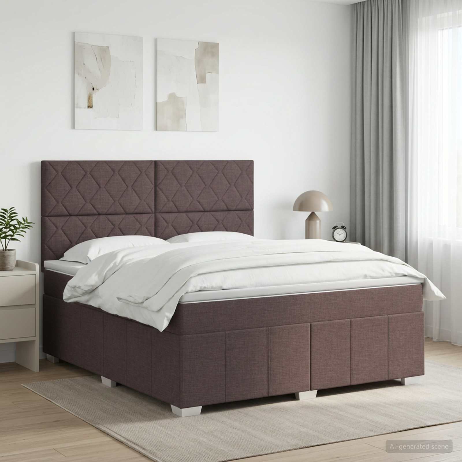 Boxspring krevet s madracem Tamno smeđa 160 x 200 cm Tkanina