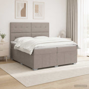 Boxspring krevet s madracem Sivosmeđa 200 x 200 cm Tkanina