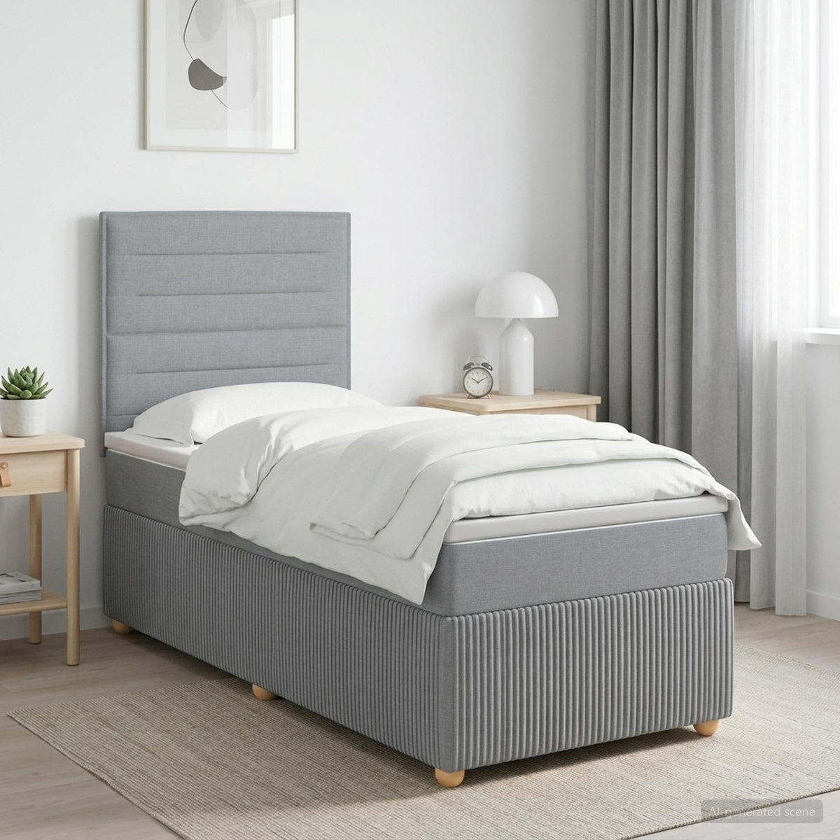 Boxspring krevet s madracem Svjetlosiva 90 x 200 cm Tkanina