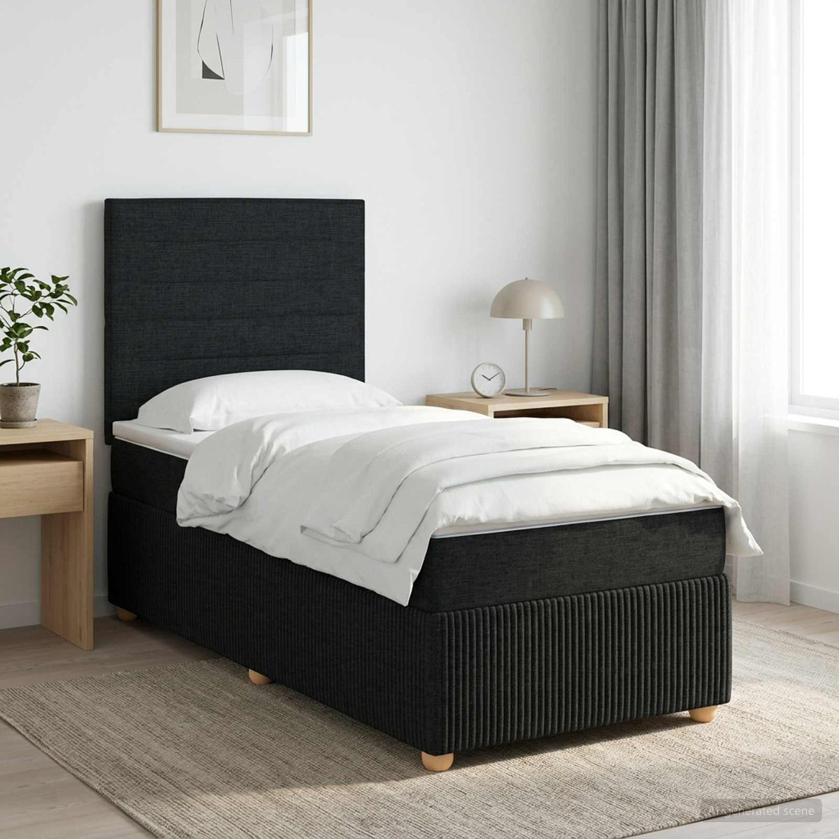 Boxspring krevet s madracem Crna 100 x 200 cm Tkanina