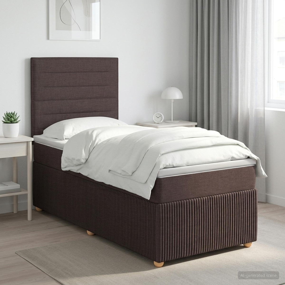 Boxspring krevet s madracem Tamno smeđa 100 x 200 cm Tkanina
