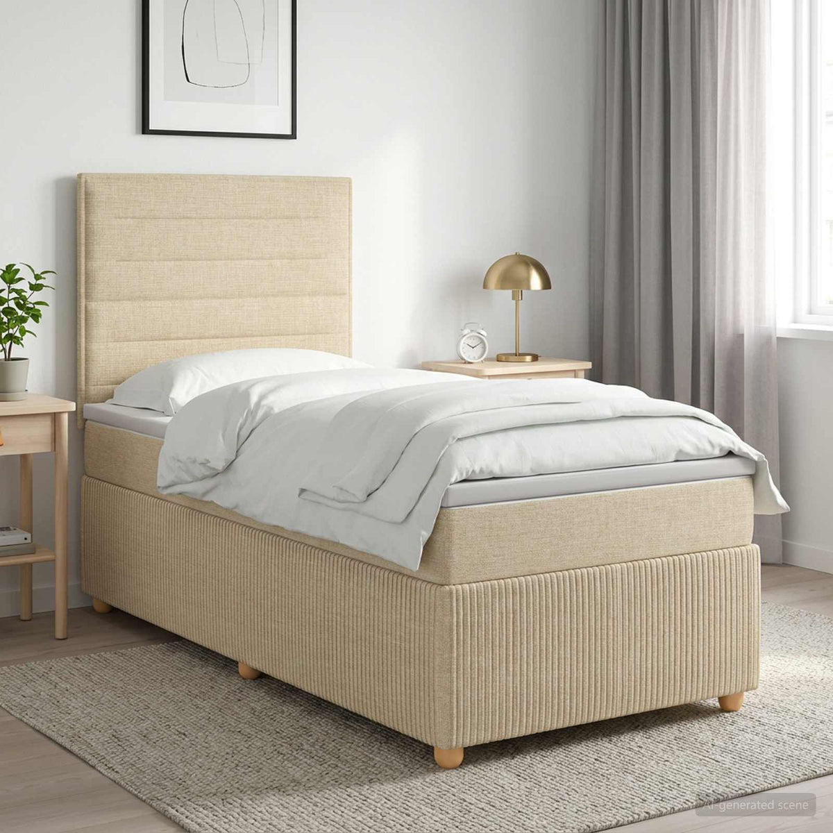 Boxspring krevet s madracem Krem 80 x 200 cm Tkanina