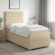 Boxspring krevet s madracem Krem 90 x 190 cm Tkanina
