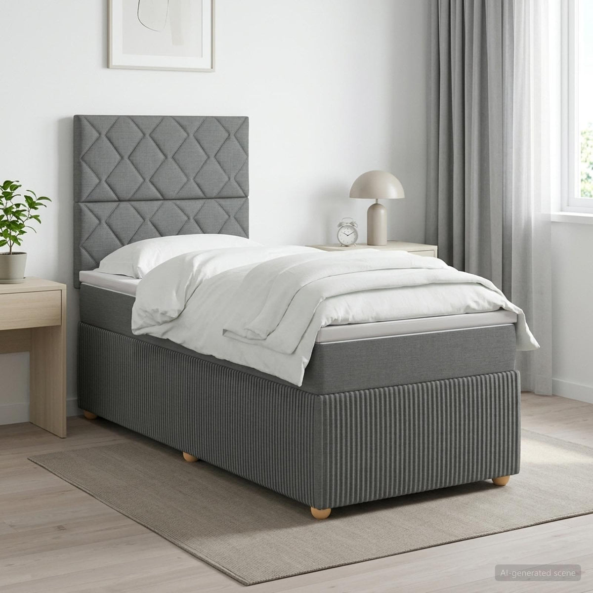 Boxspring krevet s madracem Tamnosiva Jjedan Tkanina