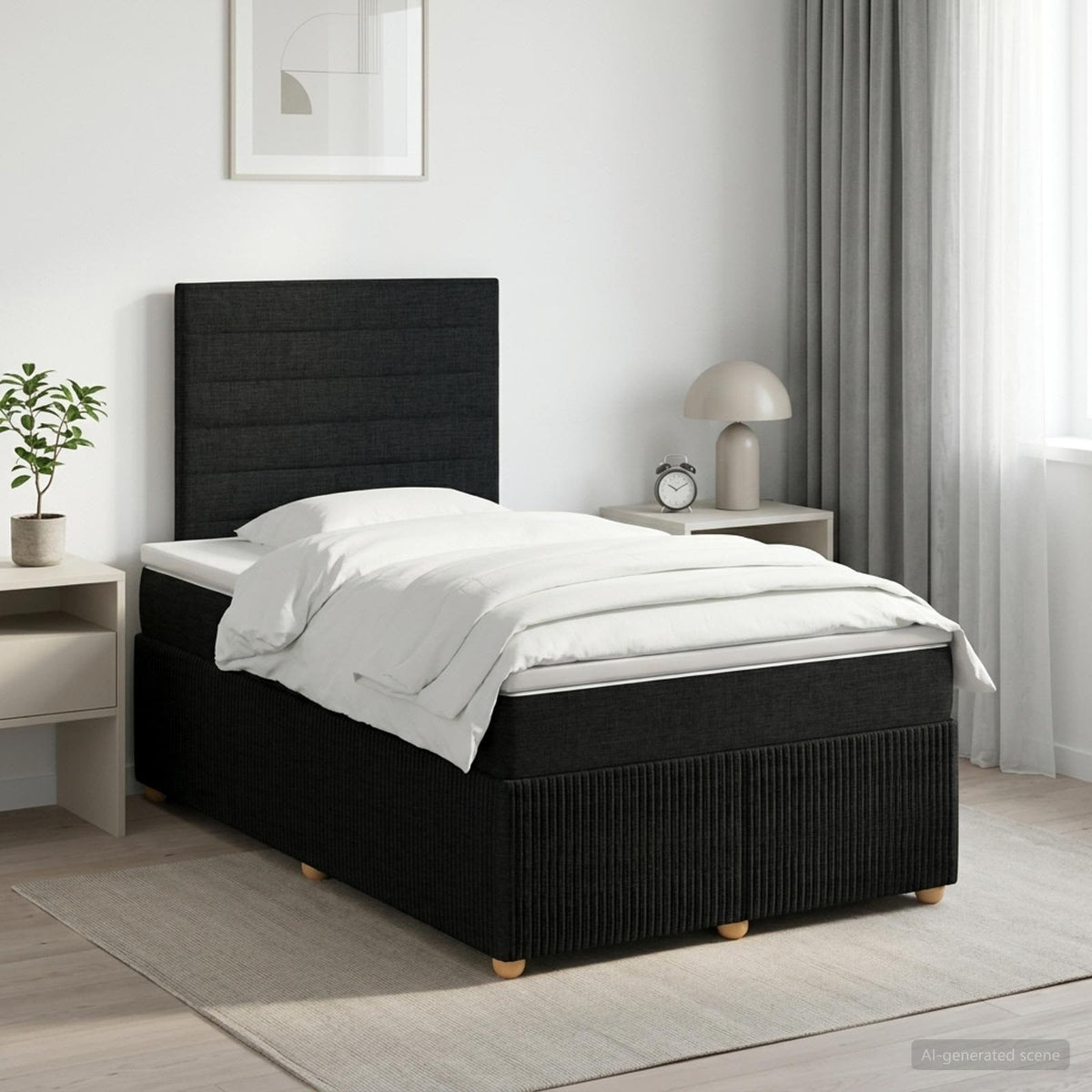 Boxspring krevet s madracem Crna 120 x 190 cm Tkanina