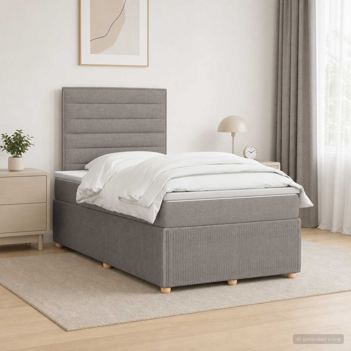 Boxspring krevet s madracem Sivosmeđa 120 x 190 cm Tkanina