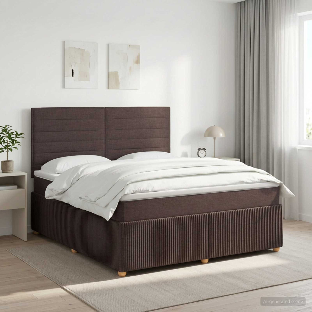 Boxspring krevet s madracem Tamno smeđa 180 x 200 cm Tkanina