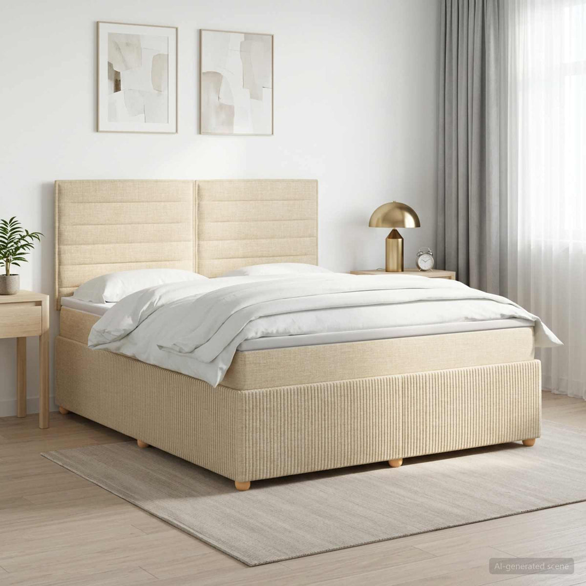 Boxspring krevet s madracem Krem 140 x 200 cm Tkanina