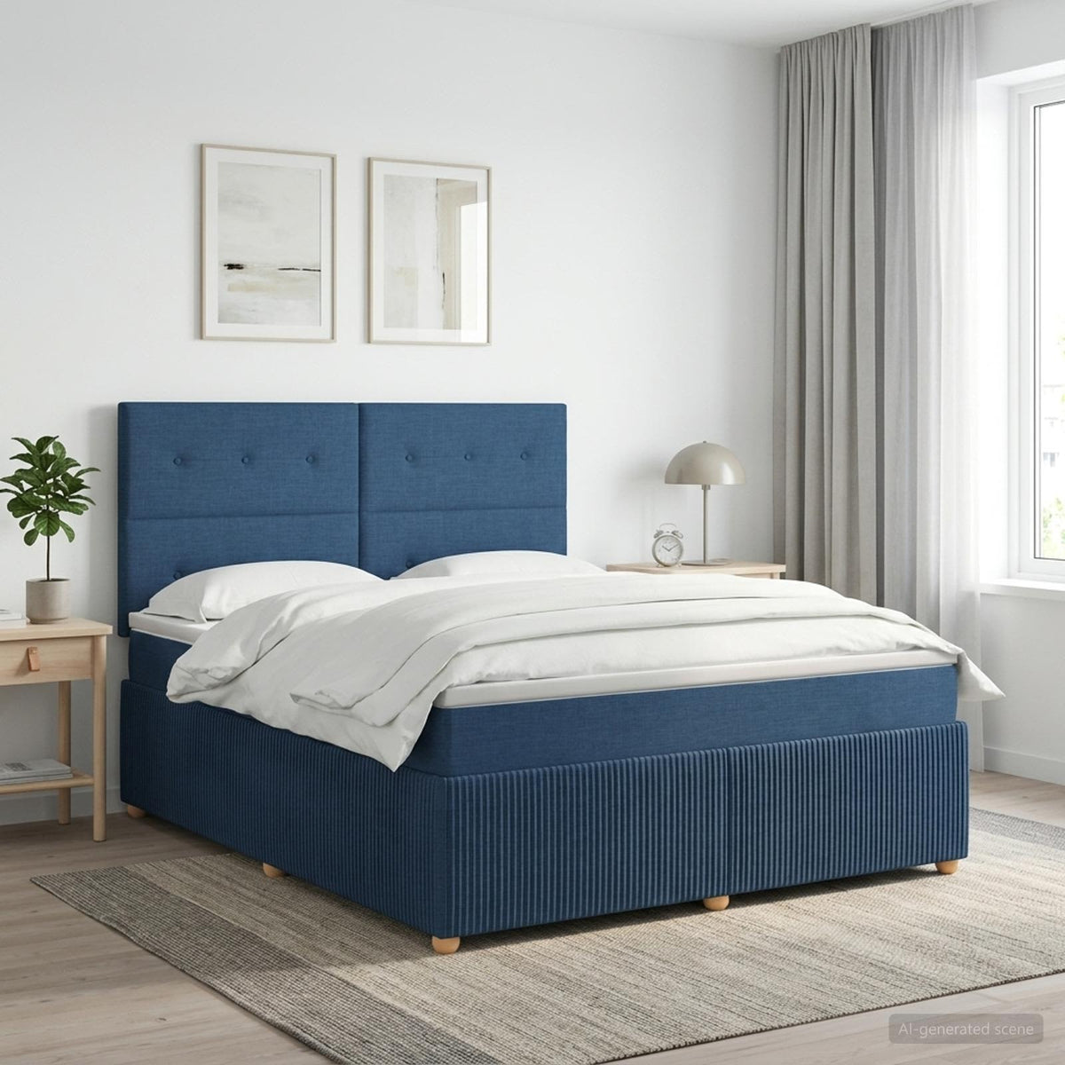 Boxspring krevet s madracem Plava 140 x 200 cm Tkanina