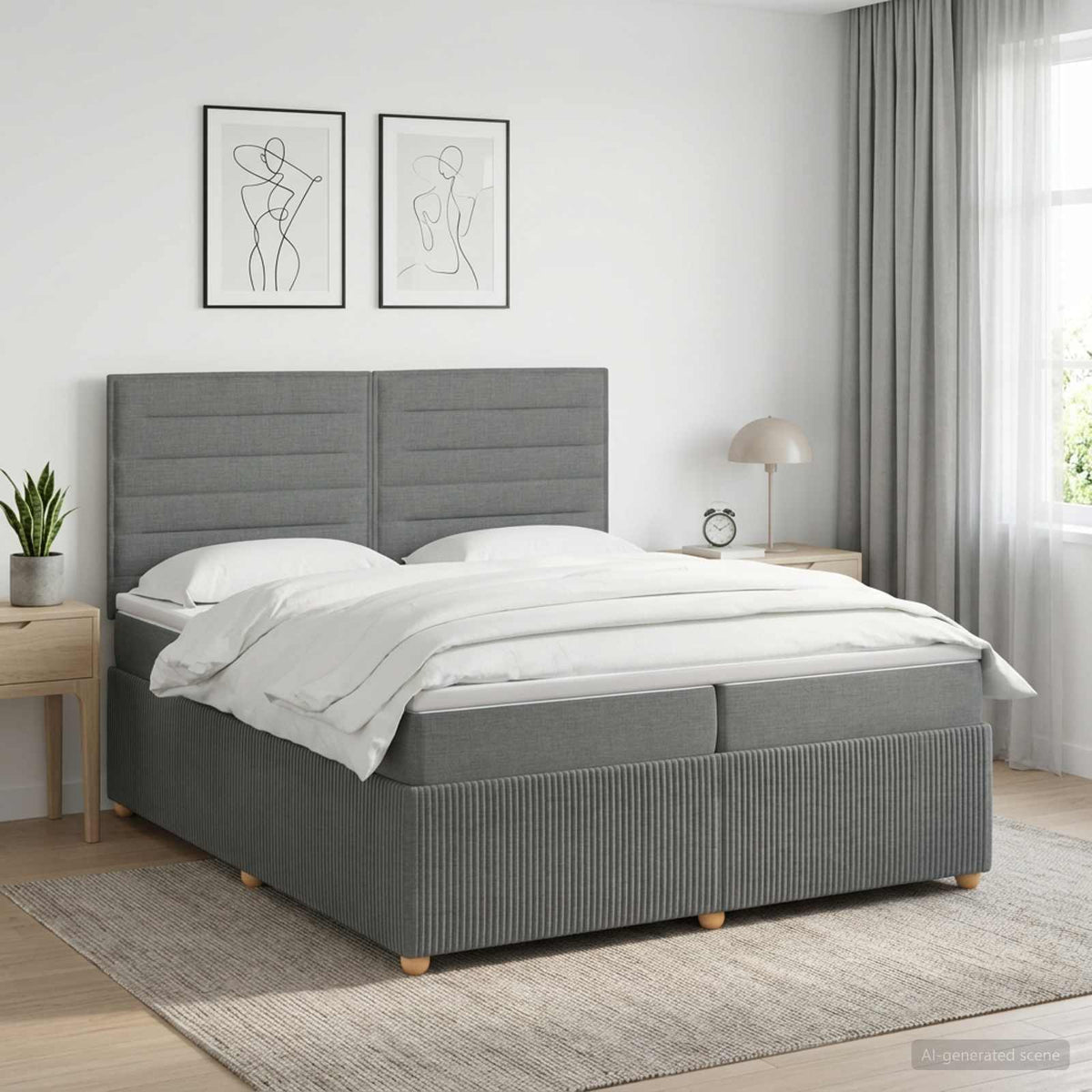 Boxspring krevet s madracem Tamnosiva 200 x 200 cm Tkanina
