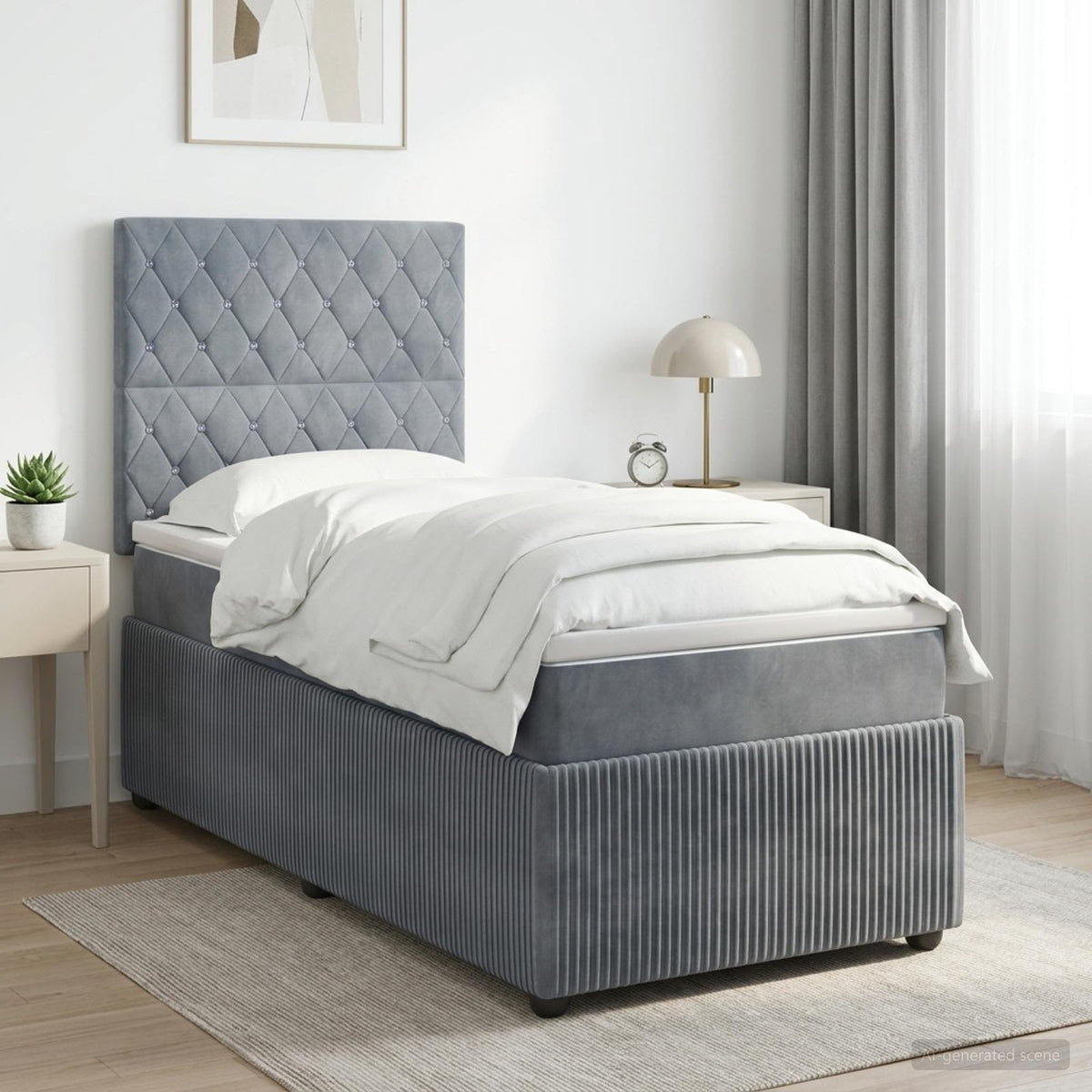 Boxspring krevet s madracem Tamnosiva Jjedan Baršun