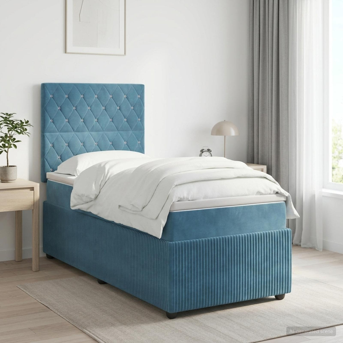 Boxspring krevet s madracem Plava 100 x 200 cm Baršun