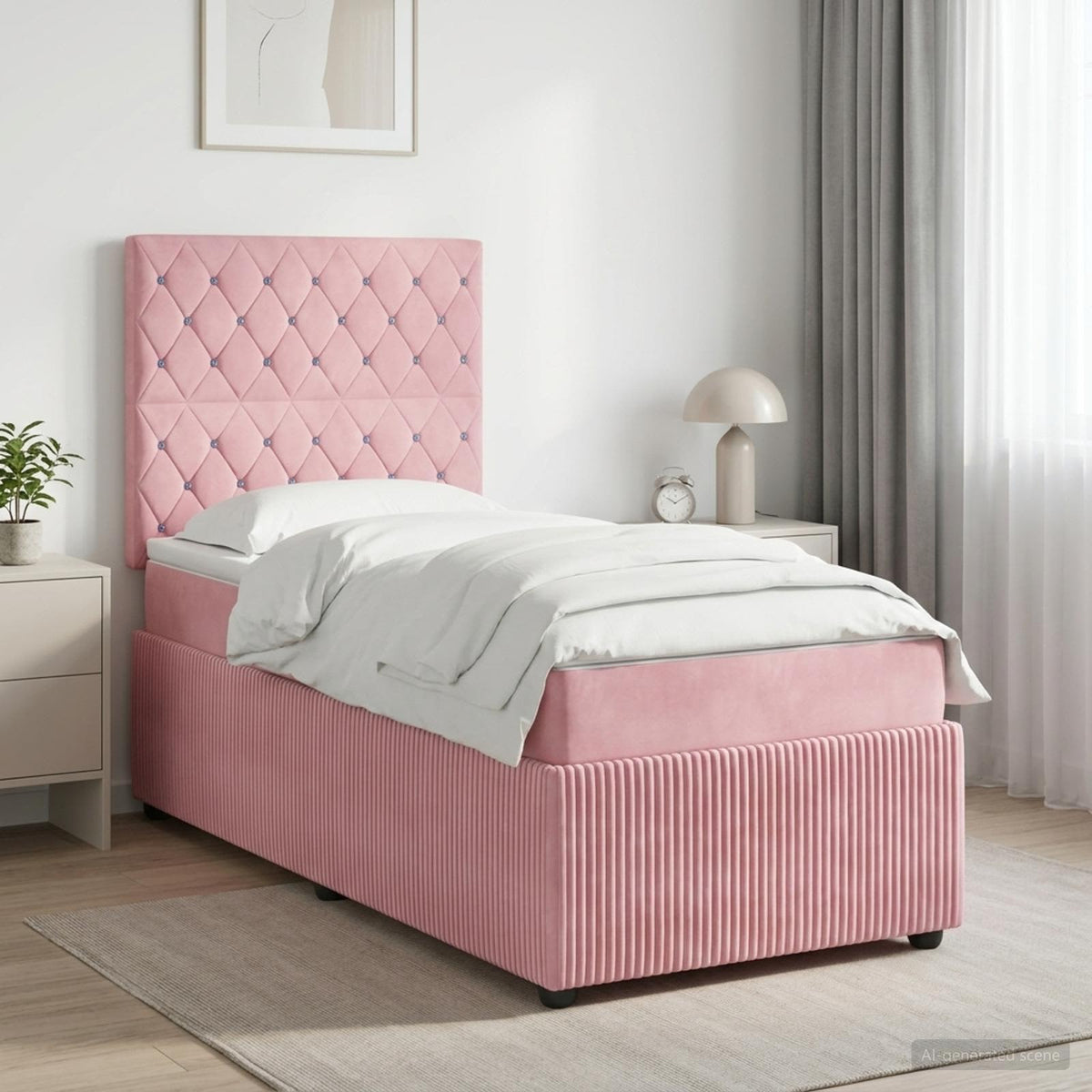 Boxspring krevet s madracem Ružičasta 90 x 200 cm Baršun